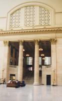 A rather grand staircase at Union station. Notice the silver-haired detective with the naked gun and the misspelt newspaper headline - or maybe I'm dreaming...<br><br>[Ken Strachan 14/09/2001]