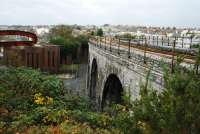 Looking west at Plymouth. The closed line to the left, (with the 'paperclip' sculpture on the dismantled viaduct), was the west to south curve of the branch to Millbay. Behind the camera was the south to east curve and Plymouth station at the junction.<br><br>[Ewan Crawford 19/11/2009]