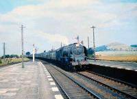 Stanier Coronation Pacific no 46223 <I>Princess Alice</I> glides through Symington on 29 August 1959 with an up Manchester train.<br><br>[A Snapper (Courtesy Bruce McCartney) 29/08/1959]