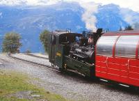 Passing loop at Planalp, the halfway station, on the Brienz Rothorn Railway, Switzerland, in September 1994. <br><br>[Peter Todd 15/09/1994]
