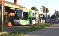 C class (Citadis) tram at Port Melbourne terminus on the site of the old heavy rail station on 29 May 2009. Trams run on former electrified heavy railformations and then on to street running in the city centre. <br>
<br><br>[Colin Miller 29/05/2009]