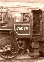 A sepia study of 76079 at Whitby in September 2009 waiting to propel a NYMR train out into the run-round loop.<br><br>[Colin Miller 29/09/2009]