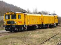 A rail grinder stabled in the sidings at Dunkeld on 13 April 2010.<br><br>[Brian Forbes 13/04/2010]