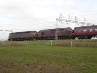 West Coast Railways liveried 47248+37516 northbound on the WCML on 20 April approaching Winsford double heading an empty stock working back to their Carnforth base. <br><br>[David Pesterfield 20/04/2010]