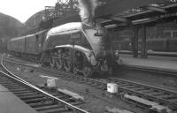 Gresley A4 Pacific no 60031 <I>Golden Plover</I> arrives at Newcastle Central in the 1960s with a train from Kings Cross.<br><br>[K A Gray //]