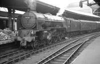 Newcastle Central in the early 1960s with York based A1 Pacific no 60150 <I>Willbrook</I> simmering quietly alongside a platform where the mailbags seem to have taken over.<br>
<br><br>[K A Gray //]