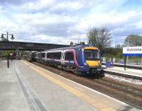 170 481 arrives at Stirling on 3 May 2010 with a Dunblane - Glasgow Queen Street service.<br><br>[David Panton 03/05/2010]