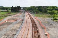 Looking East towards Bathgate on 11 June 2010 with the down line now in place.<br><br>[James Young 11/06/2010]