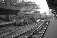 An unidentified A3 Pacific eases into Newcastle Central in the late 50s/early 60s with a train from Edinburgh.<br><br>[K A Gray //]
