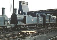 N15 0-6-2T no 69212 stands alongside V3 2-6-2T no 67644 on Eastfield shed in May 1959.<br><br>[A Snapper (Courtesy Bruce McCartney) 23/05/1959]