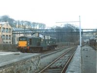 Clayton D8561, the locomotive on the last freight to visit Penicuik, shunts Valleyfield paper mill in the early part of April 1967, some 16 years after the branch had lost its passenger service. <br><br>[Jim Peebles /04/1967]