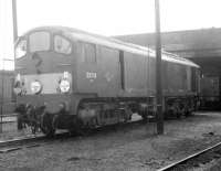 Metrovick D5716 stands on Carnforth shed in 1968.<br><br>[Jim Peebles //1968]