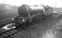 A3 Pacific no 60075 <I>St Frusquin</I> stands on the turntable road of its home shed at Darlington in October 1963. The locomotive was nearing the end of its operational life at this stage and was withdrawn by BR the following January to be finally cut up at nearby Darlington Works a month later.  <br><br>[K A Gray 26/10/1963]