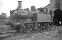 Collett 0-4-2T no 1456 on shed at Ross-on-Wye (then sub to Hereford) in the autumn of 1958. [See image 36367]<br><br>[Robin Barbour Collection (Courtesy Bruce McCartney) 29/09/1958]