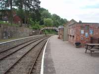 The restored station buildings at Parkend, are a credit to the Dean Forest Railway volunteers. This view looks south towards Norchard and Lydney on a Saturday morning before the day's services had commenced. [See image 40767]<br><br>[Mark Bartlett 12/06/2010]