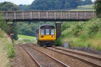 Looking west from Pleasington station on 29 July 2010 as 142055 approaches on a Blackpool South - Colne service.<br><br>[John McIntyre 29/07/2010]
