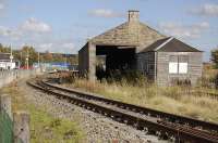 The old goods shed at Keith on 4 October 2010. View is east with the main station over to the left and the former Dufftown branch line in the foreground.<br>
<br><br>[Bill Roberton 04/10/2010]