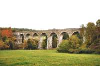 The seven arch Divie Viaduct was designedby Joseph Mitchellfor the Highland Railway and built by George Meakin of Birkenhead between 1861 and 1863. View from the west in October 2010.<br><br>[John Gray 14/10/2010]