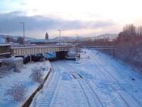 The northern approach to Perth station, photographed from the Glasgow Road overbridge on 1 December 2010.<br><br>[Andrew Wilson 01/12/2010]