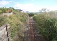 Looking towards Dalmellington at Waterside in a view from the overbridge leading to the Scottish Industrial Railway Centre. Some of the centre's buildings can be seen here, high above the line itself. <br><br>[Mark Bartlett 17/09/2010]