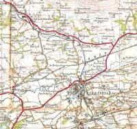 OS One Inch Map of 1925 showing the Kirkintilloch area. The map was published in the same year as Back o' Loch Halt (back o' what loch?) opened and it has been rather hastily drawn in (below and to the left of KIRKINTILLOCH). The trackbed at this point has only recently disappeared under a relief road. A little further north this line, to Aberfoyle, is crossed by the single track Kilsyth line. Crown copyright 1925.<br>
<br><br>[David Panton //1925]
