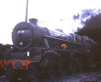 Black 5 no 45156 <I>Ayrshire Yeomanry</I> simmering in the shed yard at Patricroft in 1968.<br><br>[Jim Peebles //1968]