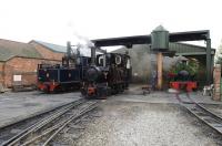 Narrow gauge locomotives at the privately owned Statfold Barn Railway in Staffordshire on 27 March 2011.<br><br>[Peter Todd 27/03/2011]