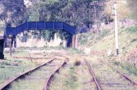 The old station at Parkend in the Forest of Dean, seen here in May 1986. The station lost its scheduled passenger services in July 1929 and the last freight ran in 1975 [see image 26111]. The station is now operated by the Dean Forest Railway Preservation Society. <br><br>[Ian Dinmore 21/05/1986]