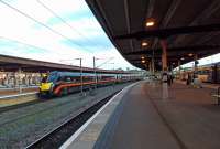 A Grand Central service from the south draws into platform 9 at York.<br><br>[Beth Crawford 13/06/2011]