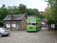 The Worth Valley Railway runs timetabled vintage bus services as well as trains. This former <I>Southdown</I> open topper on Oxenhope forecourt has connected with a train on 18 August and will now take the moorland road to Haworth's Main Street, then the station and on to Ingrow. <br><br>[Mark Bartlett 18/08/2011]