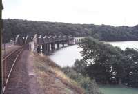 The viaduct over the River Tavy north of Tamerton Foliot on the Tamar Valley line, seen here in 1978.<br><br>[Ian Dinmore //1978]