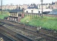 Removing a trespasser from the East Coast Main Line alongside Craigentinny signal box in September 1958. (<I>Presumably on the lookout for 60021</I>) (Editors note: Please [see image 29099] to reduce e-mails!)<br><br>[A Snapper (Courtesy Bruce McCartney) 27/09/1958]
