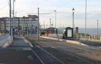 An illustration of the rapid transformation that has taken place on the Blackpool and Fleetwood Tramway in 2011. This is the view towards Gynn Square showing the new tram platforms nearing completion. [See image 32859] for the same location in February 2011.<br><br>[Mark Bartlett 26/10/2011]