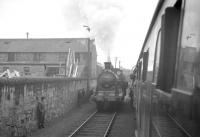 Caley 0-6-0 no 57581 in the process of running round the SLPF <i>'Covenanter'</i> railtour at Ayr goods on 20 October 1962 prior to returning north to St Enoch via Greenock Princes Pier.<br><br>[R Sillitto/A Renfrew Collection (Courtesy Bruce McCartney) 20/10/1962]
