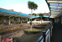 A slightly exotic-looking Whitby station. View towards the buffer stops in October 2008.<br><br>[John Furnevel 02/10/2008]