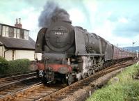Stanier Pacific no 46241 <I>City of Edinburgh</I> photographed at Symington with a down train in the summer of 1959.<br><br>[A Snapper (Courtesy Bruce McCartney) 01/08/1959]