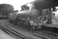 <I>'Strange, I suddenly feel hungry...' </I> A group of young enthusiasts looks on as the 9.30am Glasgow Queen Street - London Kings Cross prepares to leave Newcastle Central on 23 June 1962. Locomotive in charge is A3 Pacific no 60039 <I>'Sandwich'</I>.   <br><br>[K A Gray 23/06/1962]