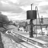 Early Spring sunshine at Oxenhope station, the attractive terminus of the KWVR, on 28 March 1976.<br><br>[Bill Jamieson 28/03/1976]