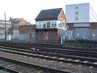 This is a 2004 view of the signalbox at the west end of Middlesbrough station. The station is off to the left.<br><br>[Ewan Crawford 20/03/2004]