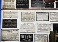 Part of the extensive collection of old railway signs and notices on display at the Statfold Barn Railway. [See image 26339]<br><br>[Peter Todd 31/03/2012]