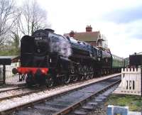 Preserved BR 9F 2-10-0 no 92212 stands at Sheffield Park on 12 April with a train on the Bluebell Railway. <br><br>[Colin Alexander 12/04/2012]