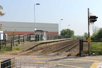 Serving the outer suburbs of Lincoln is Hykeham station on the old Midland line into the city. View towards Lincoln from the entrance to the staggered Newark and Nottingham platform. <br><br>[Mark Bartlett 22/05/2012]