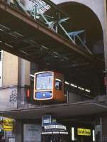 The Wuppertal <I>'Danglebahn'</I> (Schwebebahn). The suspended monorail  system photographed in September 1990.<br><br>[Ian Dinmore /09/1990]
