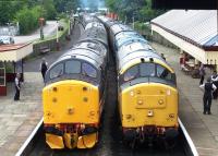 37518 stands alongside 37901 at Ramsbottom on Sunday 8th July during the East Lancs Railway Diesel Gala.<br><br>[Colin Alexander 08/07/2012]