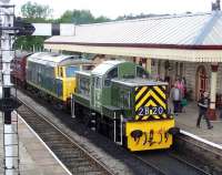 D9531+D7076 stand at Ramsbottom on 8 July during the East Lancs Railway diesel gala weekend.<br><br>[Colin Alexander 08/07/2012]