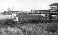 EE Type 4 No.D261 about to pass under Portobello East signal box with an up freight on 25 February 1970.<br><br>[Bill Jamieson 25/02/1970]