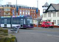 Blackpool Tram no 010 at Cabin in September 2012.<br><br>[Veronica Clibbery /09/2012]
