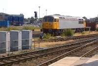 Refurbished class 56 no. 312 (in Cotswold Railways livery) languishes between Derby station and Etches Park depot on 15th September 2012.<br><br>[Ken Strachan 15/09/2012]