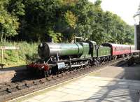 GWR 2-8-0 no 3803 with a train at Shackerstone on the Battlefield Line on 14 October 2012.<br><br>[Peter Todd 14/10/2012]