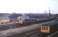47500 <I>Great Western</I> brings an excursion into Southport (Chapel St) in May 1980. The Coal Concentration Depot is visible behind with a Derby DMU stabled in the carriage sidings. 47500 previously ran as un-named D1943 [See image 40681] and continued in service with West Coast until January 2013 when it suffered fire damage at Salford and was stored at Carnforth.<br><br>[Mark Bartlett 21/05/1980]